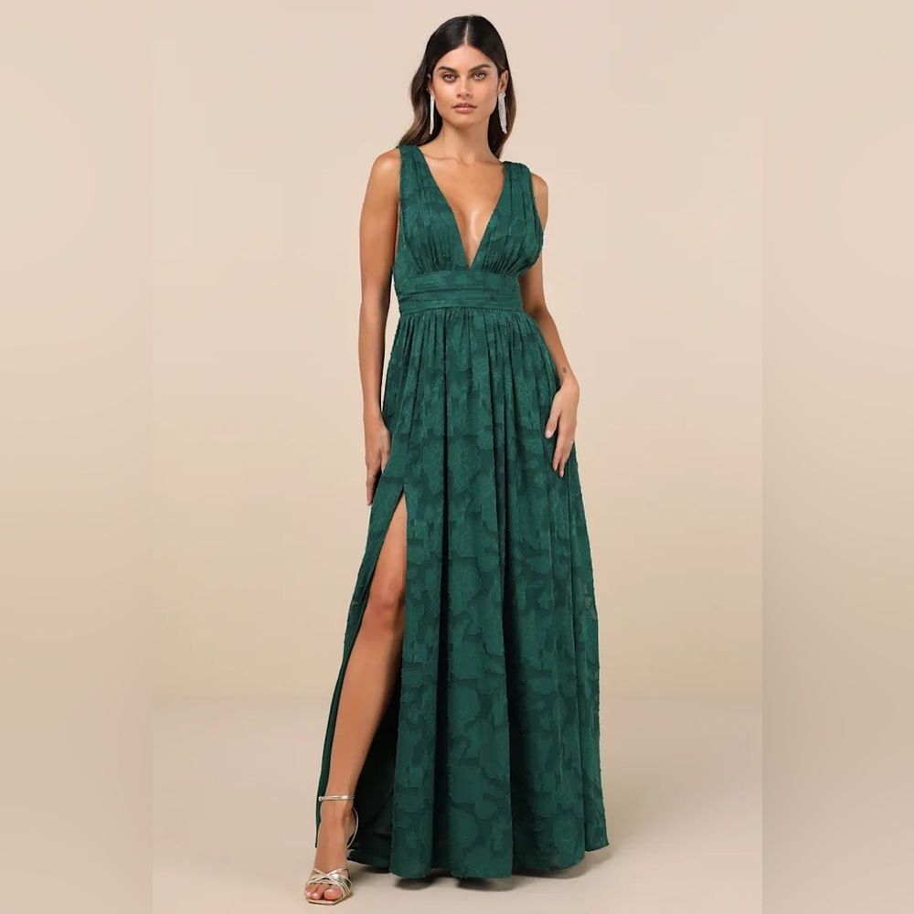 Lulus Sweet Sophistication Green Burnout Floral Maxi Dress